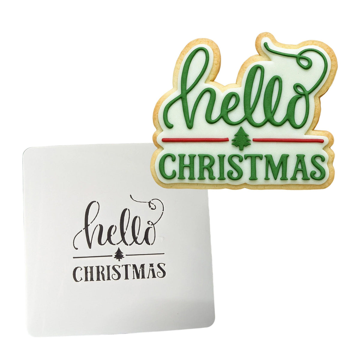 Hello Christmas Cookie Cutter | Stamp | Stencil #1 Xmas / Winter / NYE Cookie Cutter Lady MINI - 2 Inches (5cm) Stencil ONLY 