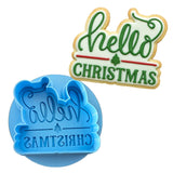 Hello Christmas Cookie Cutter | Stamp | Stencil #1 Xmas / Winter / NYE Cookie Cutter Lady MINI - 2 Inches (5cm) **BUNDLE** Cutter + Debosser 