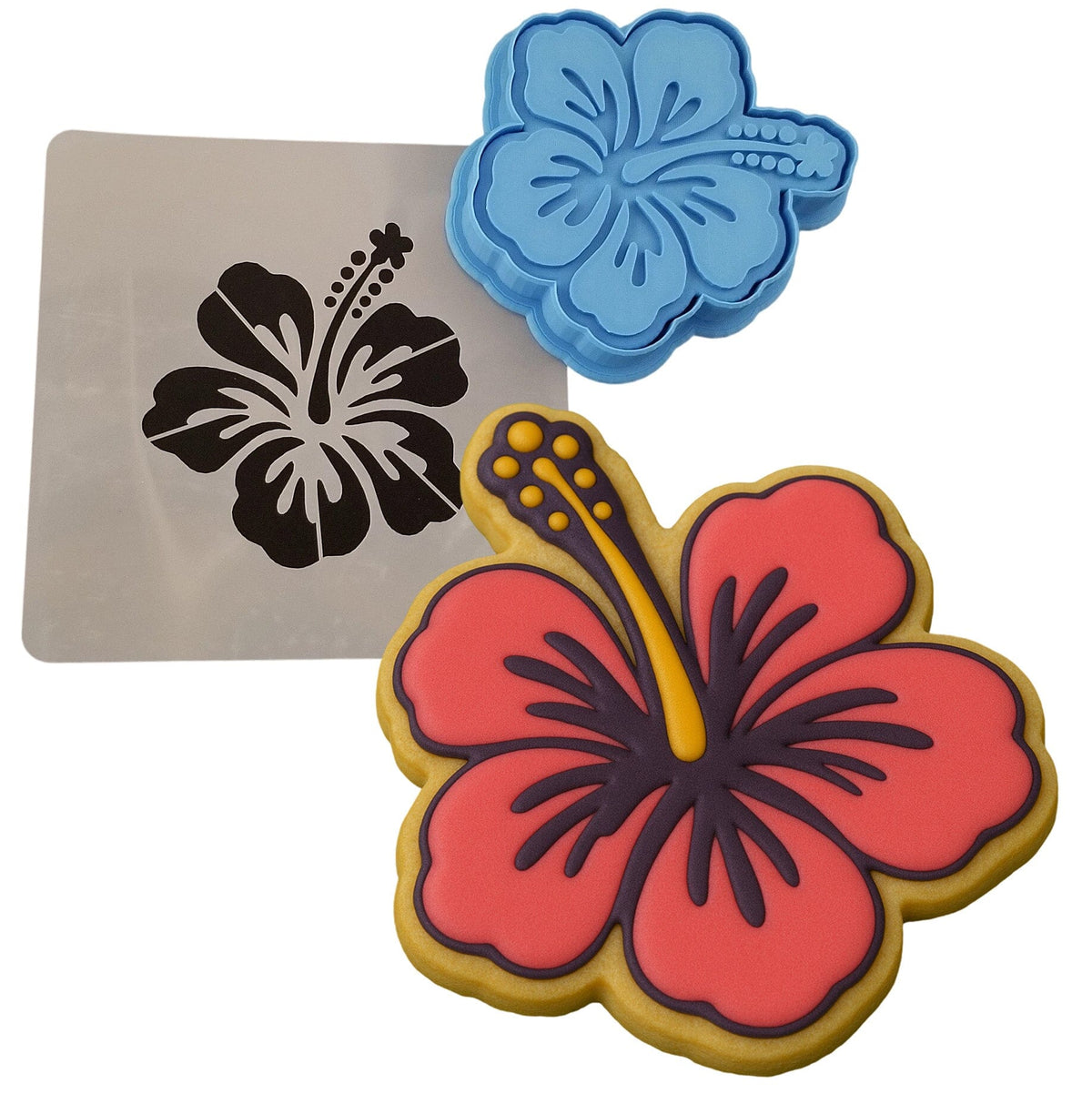 Hibiscus Cookie Cutter Outline & Stamp #2 Easter / Spring / Flower Cookie Cutter Lady 