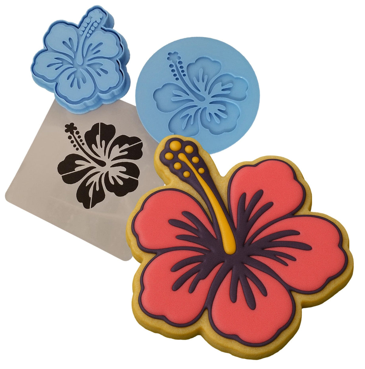 Hibiscus Cookie Cutter Outline & Stamp #2 Easter / Spring / Flower Cookie Cutter Lady 