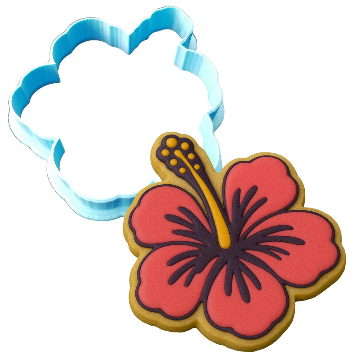 Hibiscus Cookie Cutter Outline & Stamp #2 Easter / Spring / Flower Cookie Cutter Lady 