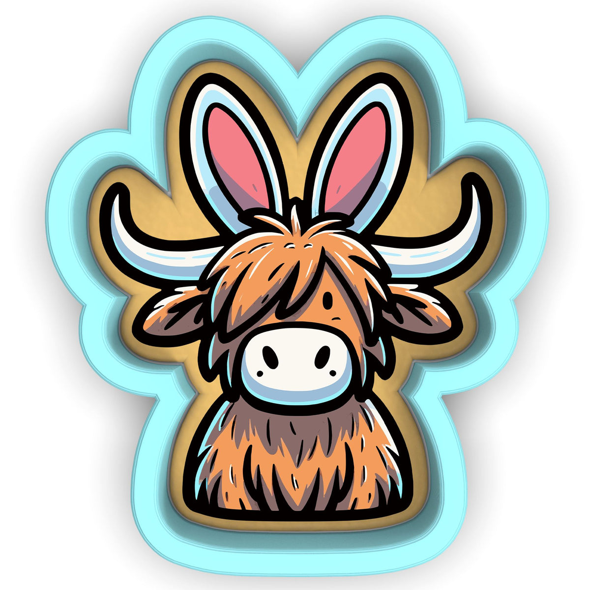 a sticker with a picture of a cow's head