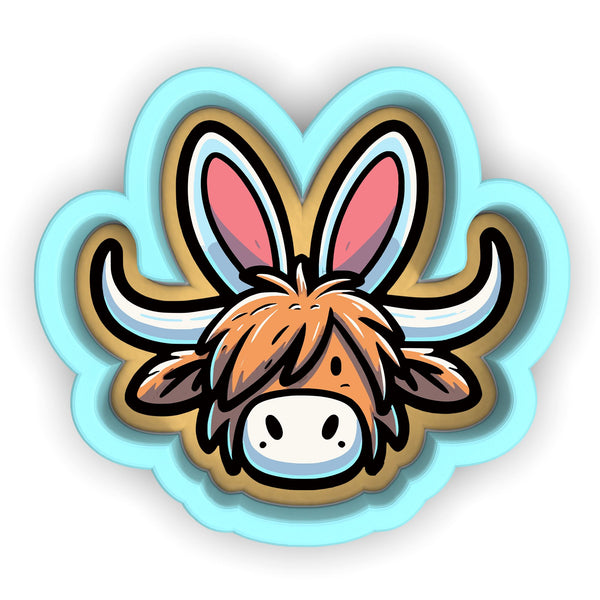 a sticker of a cow's head with horns
