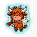 a sticker of a bull with a bow and arrow