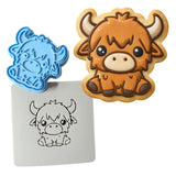Highland Cow Cute Cookie Cutter | Stamp | Stencil #1 Easter / Spring / Flower Cookie Cutter Lady 