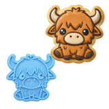 Highland Cow Cute Cookie Cutter | Stamp | Stencil #1 Easter / Spring / Flower Cookie Cutter Lady MINI - 2 Inches (5cm) Stamp ONLY 