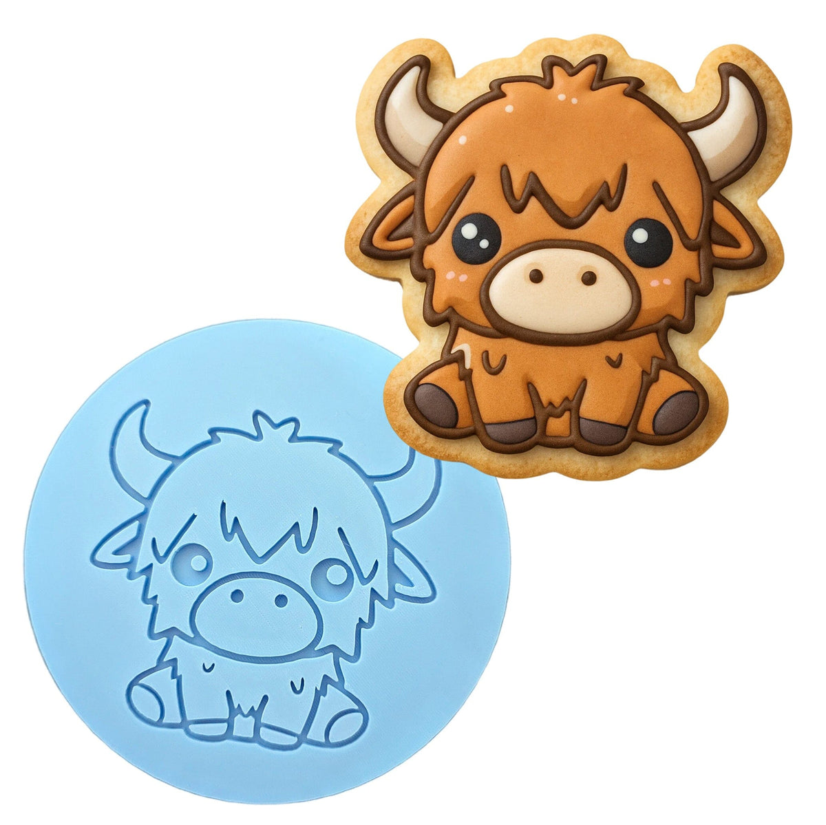 Highland Cow Cute Cookie Cutter | Stamp | Stencil #1 Easter / Spring / Flower Cookie Cutter Lady MINI - 2 Inches (5cm) Debosser ONLY 