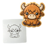Highland Cow Cute Cookie Cutter | Stamp | Stencil #1 Easter / Spring / Flower Cookie Cutter Lady MINI - 2 Inches (5cm) Stencil ONLY 