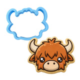 Highland Cow Face Cute Cookie Cutter | Stamp | Stencil #2 Easter / Spring / Flower Cookie Cutter Lady MINI - 2 Inches (5cm) Cookie Cutter ONLY (Outline) 