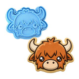 Highland Cow Face Cute Cookie Cutter | Stamp | Stencil #2 Easter / Spring / Flower Cookie Cutter Lady MINI - 2 Inches (5cm) **BUNDLE** Cutter + Stamp 