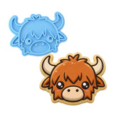 Highland Cow Face Cute Cookie Cutter | Stamp | Stencil #2 Easter / Spring / Flower Cookie Cutter Lady MINI - 2 Inches (5cm) Stamp ONLY 