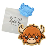 Highland Cow Face Cute Cookie Cutter | Stamp | Stencil #2 Easter / Spring / Flower Cookie Cutter Lady 