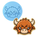 Highland Cow Face Cute Cookie Cutter | Stamp | Stencil #2 Easter / Spring / Flower Cookie Cutter Lady MINI - 2 Inches (5cm) Debosser ONLY 