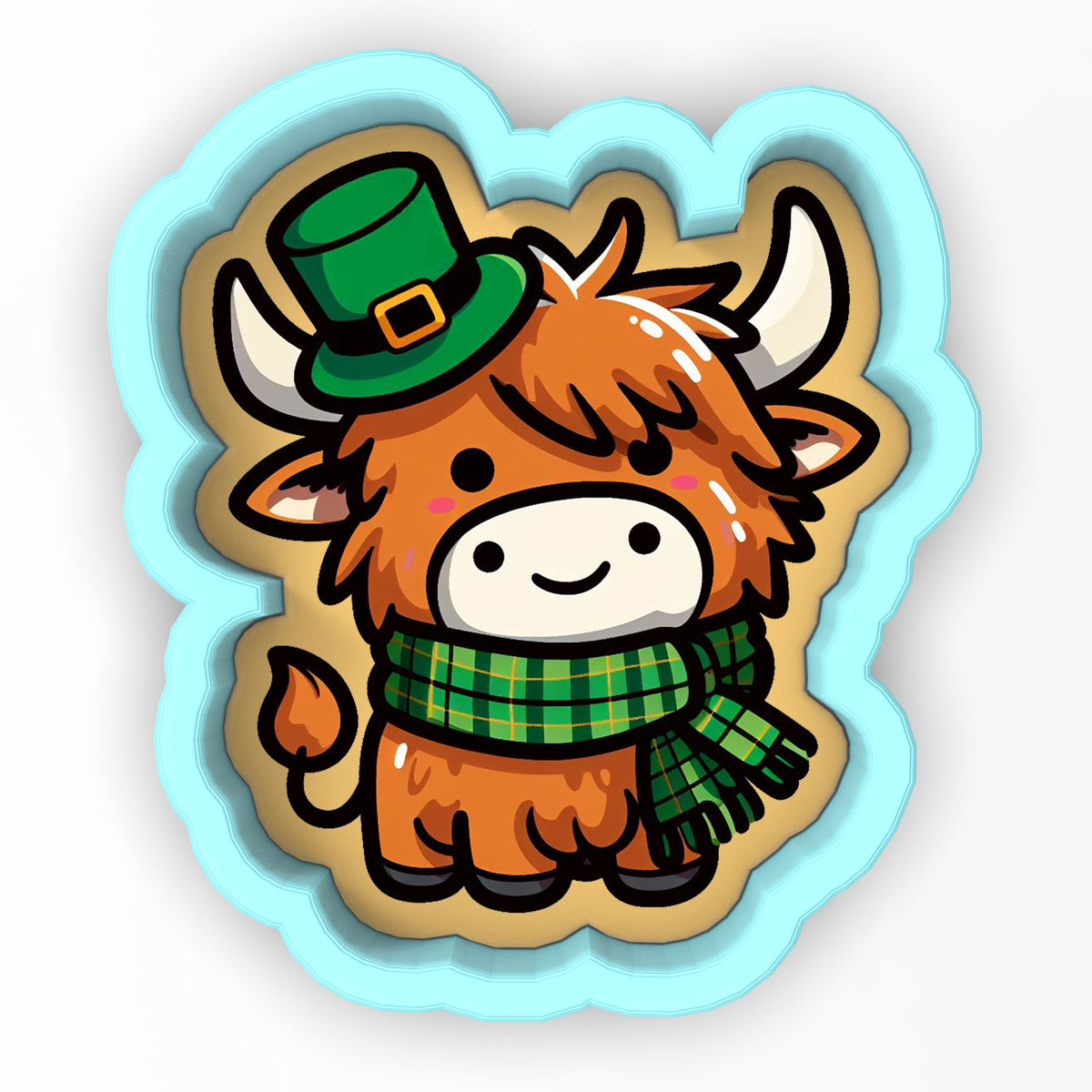 Highland Cow Irish Hat 1 Cookie Cutter | Stamp | Stencil - SHARP EDGES - FAST Shipping - Choose Your Own Size! #1