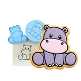 Hippo Body Cookie Cutter Stamp & Outline #1 Animals & Dinosaurs Cookie Cutter Lady MINI - 2 Inches (5cm) **FULL SET BUNDLE** Cutter + Stamp + Stencil + Debosser **BEST DEAL** 