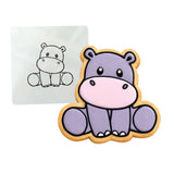 Hippo Body Cookie Cutter Stamp & Outline #1 Animals & Dinosaurs Cookie Cutter Lady MINI - 2 Inches (5cm) Stencil ONLY 
