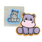 Hippo Body Cookie Cutter Stamp & Outline #1 Animals & Dinosaurs Cookie Cutter Lady MINI - 2 Inches (5cm) **BUNDLE** Cutter + Stencil 