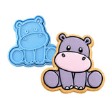 Hippo Body Cookie Cutter Stamp & Outline #1 Animals & Dinosaurs Cookie Cutter Lady MINI - 2 Inches (5cm) **BUNDLE** Cutter + Stamp 