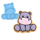 Hippo Body Cookie Cutter Stamp & Outline #1 Animals & Dinosaurs Cookie Cutter Lady MINI - 2 Inches (5cm) Stamp ONLY 
