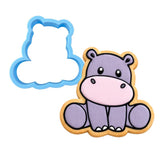 Hippo Body Cookie Cutter Stamp & Outline #1 Animals & Dinosaurs Cookie Cutter Lady MINI - 2 Inches (5cm) Cookie Cutter ONLY (Outline) 