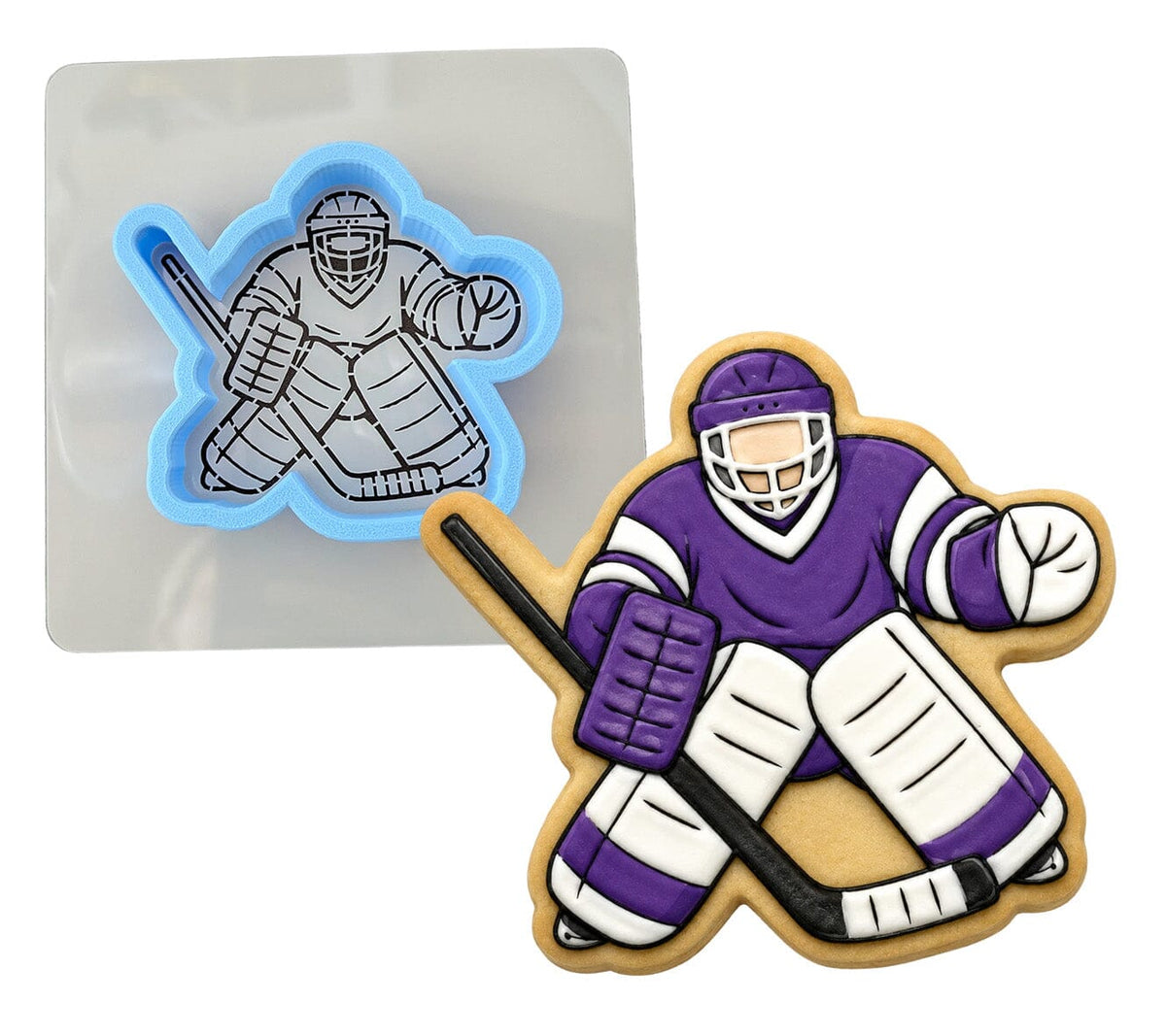 Hockey Goalie 1 Cookie Cutter | Stamp | Stencil - SHARP EDGES - FAST Shipping - Choose Your Own Size! #1 Cookie Cutter Lady LITTLE - 3 Inches (7.62cm) **BUNDLE** Cutter + Stencil 