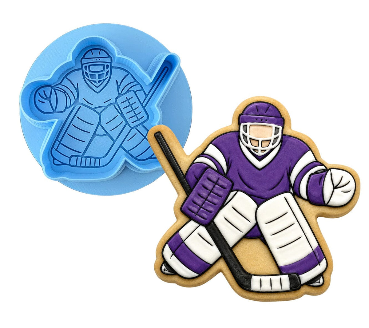 Hockey Goalie 1 Cookie Cutter | Stamp | Stencil - SHARP EDGES - FAST Shipping - Choose Your Own Size! #1 Cookie Cutter Lady LITTLE - 3 Inches (7.62cm) **BUNDLE** Cutter + Debosser 