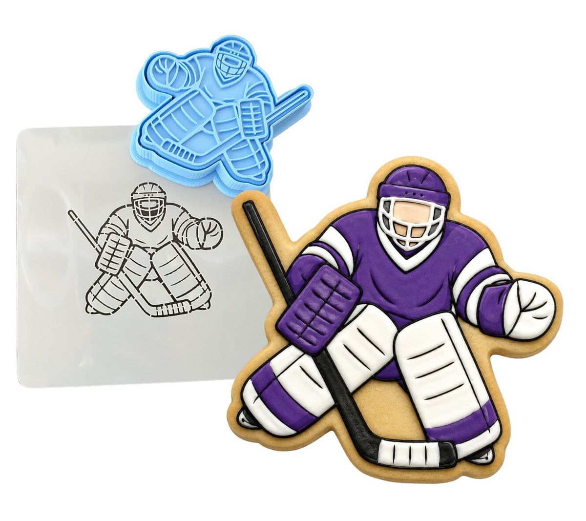 Hockey Goalie 1 Cookie Cutter | Stamp | Stencil - SHARP EDGES - FAST Shipping - Choose Your Own Size! #1 Cookie Cutter Lady LITTLE - 3 Inches (7.62cm) **BUNDLE** Cutter + Stamp + Stencil 