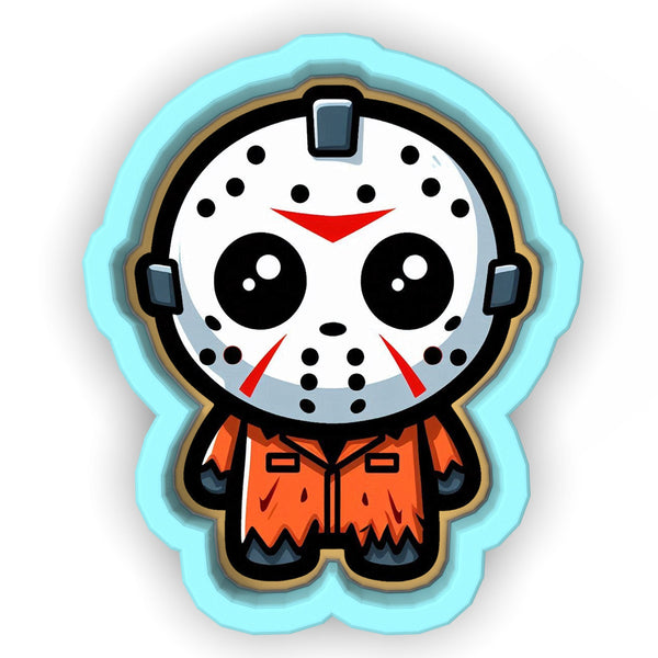 a sticker of a cartoon character wearing a mask