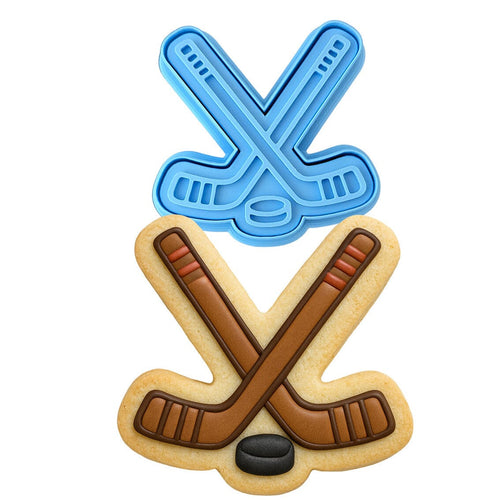 Hockey Sticks and Puck Cookie Cutter | Stamp | Stencil - SHARP EDGES - FAST Shipping - Choose Your Own Size! #1