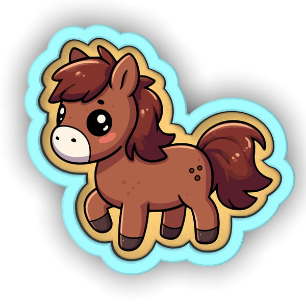 a sticker of a horse with a sad face