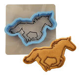 Horse Running Cookie Cutter Stamp & Outline #1 Animals & Dinosaurs Cookie Cutter Lady MINI - 2 Inches (5cm) **BUNDLE** Cutter + Stencil 
