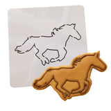 Horse Running Cookie Cutter Stamp & Outline #1 Animals & Dinosaurs Cookie Cutter Lady MINI - 2 Inches (5cm) Stencil ONLY 