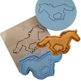 Horse Running Cookie Cutter Stamp & Outline #1 Animals & Dinosaurs Cookie Cutter Lady MINI - 2 Inches (5cm) **FULL SET BUNDLE** Cutter + Stamp + Stencil + Debosser **BEST DEAL** 
