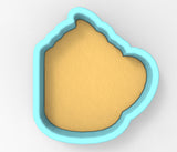 A blue cookie cutter in the shape of a heart.