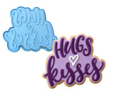 Hugs and Kisses Cookie Cutter | Stamp | Stencil #1 Wedding / Baby / V Day Cookie Cutter Lady MINI - 2 Inches (5cm) **BUNDLE** Cutter + Stamp 
