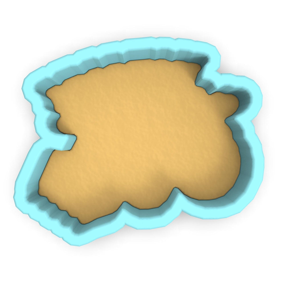 a cookie cutter with a cookie in the shape of a cloud
