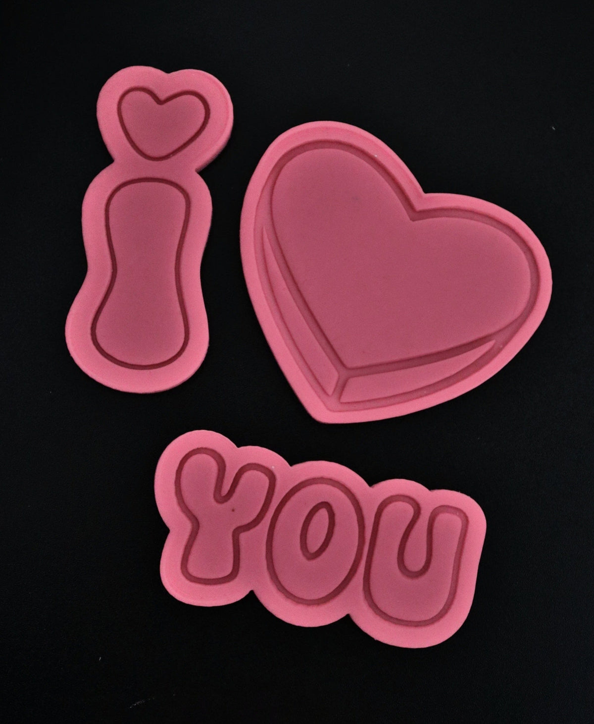 I Love You 3 Piece Set Cookie Cutter | Stamp | Stencil Wedding / Baby / V Day Cookie Cutter Lady 