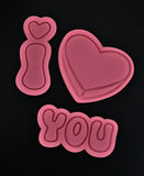 I Love You 3 Piece Set Cookie Cutter | Stamp | Stencil Wedding / Baby / V Day Cookie Cutter Lady 