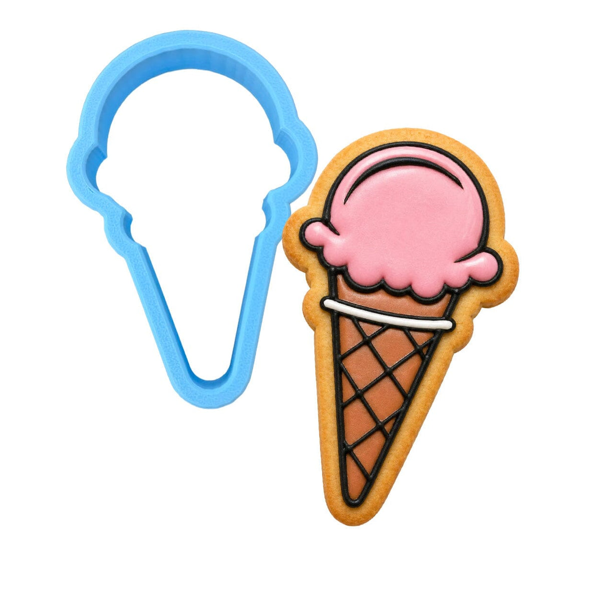 Ice Cream Cone Cookie Cutter | Stamp | Stencil #1 Beach / Summer Cookie Cutter Lady MINI - 2 Inches (5cm) Cookie Cutter ONLY (Outline) 