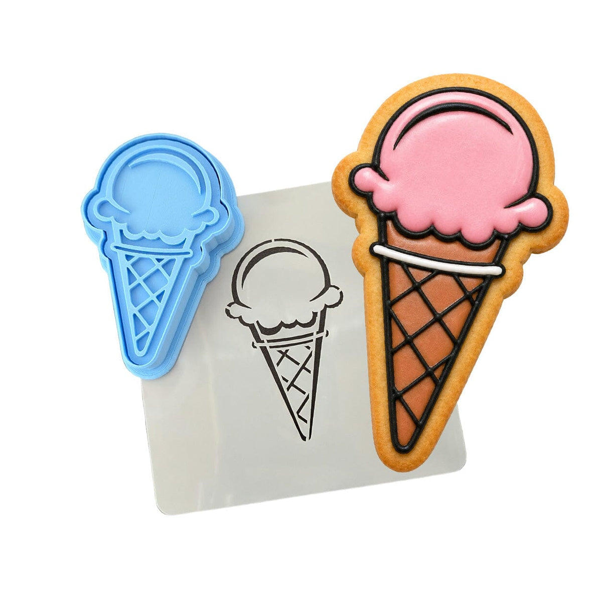 Ice Cream Cone Cookie Cutter | Stamp | Stencil #1 Beach / Summer Cookie Cutter Lady 