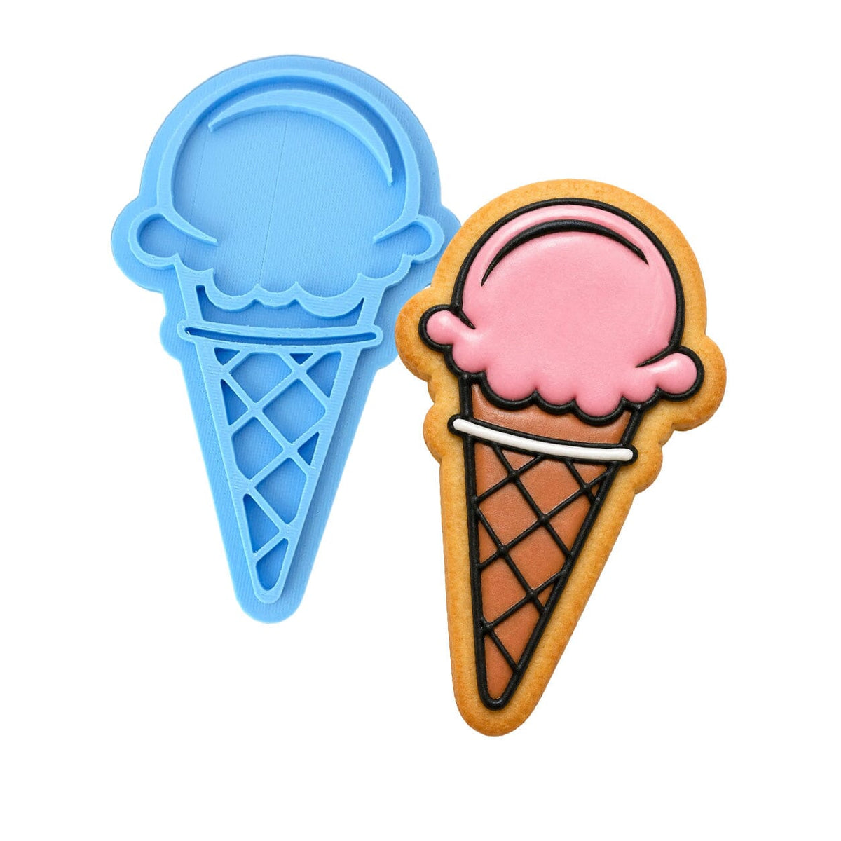 Ice Cream Cone Cookie Cutter | Stamp | Stencil #1 Beach / Summer Cookie Cutter Lady MINI - 2 Inches (5cm) Stamp ONLY 