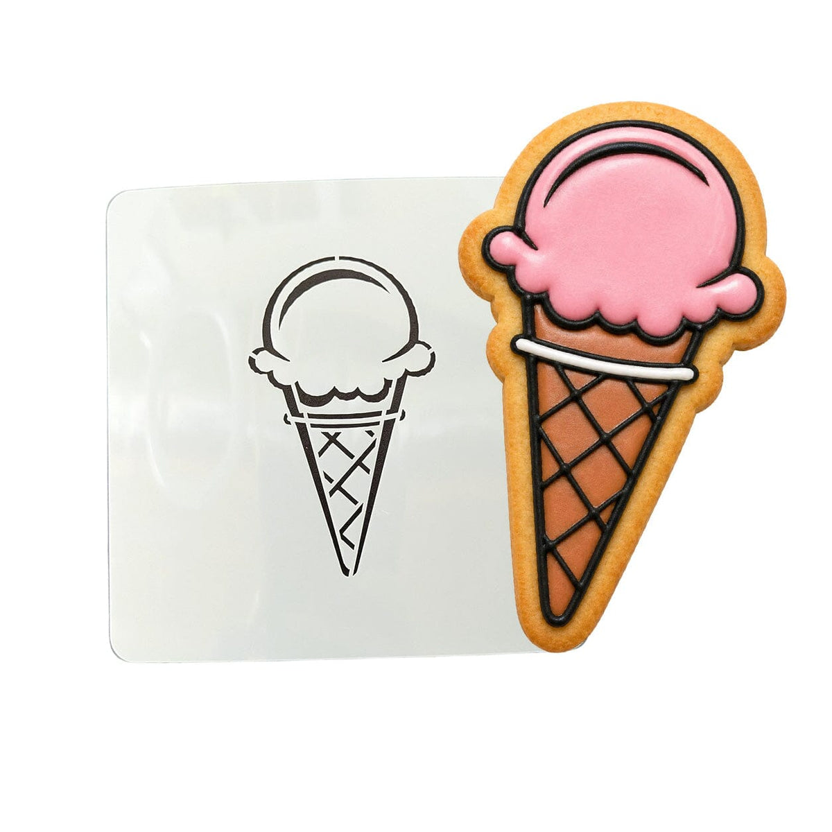 Ice Cream Cone Cookie Cutter | Stamp | Stencil #1 Beach / Summer Cookie Cutter Lady MINI - 2 Inches (5cm) Stencil ONLY 