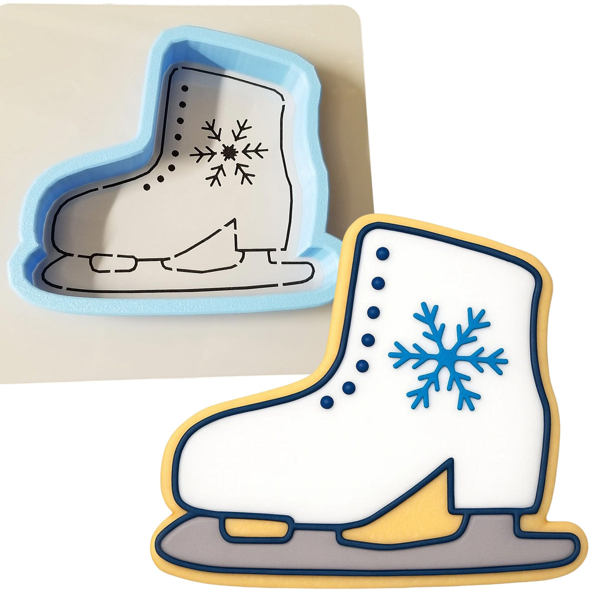 Ice Skate Cookie Cutter Stamp & Outline #1 Xmas / Winter / NYE Cookie Cutter Lady 
