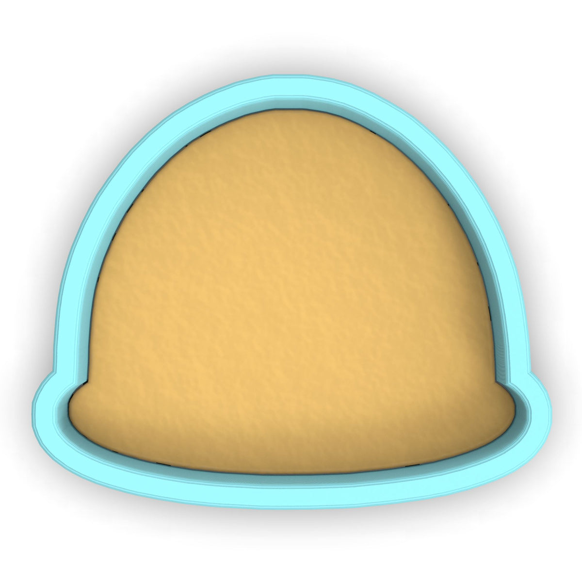 a cookie cutter with a cookie in the shape of a helmet