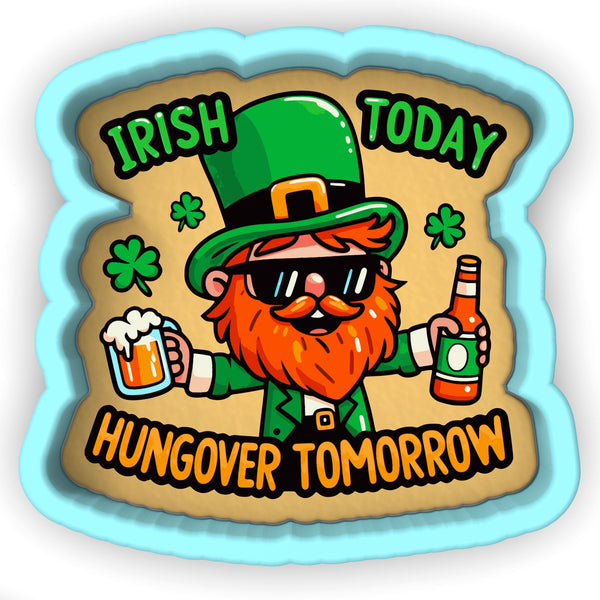 a st patrick's day sticker with a man holding a beer