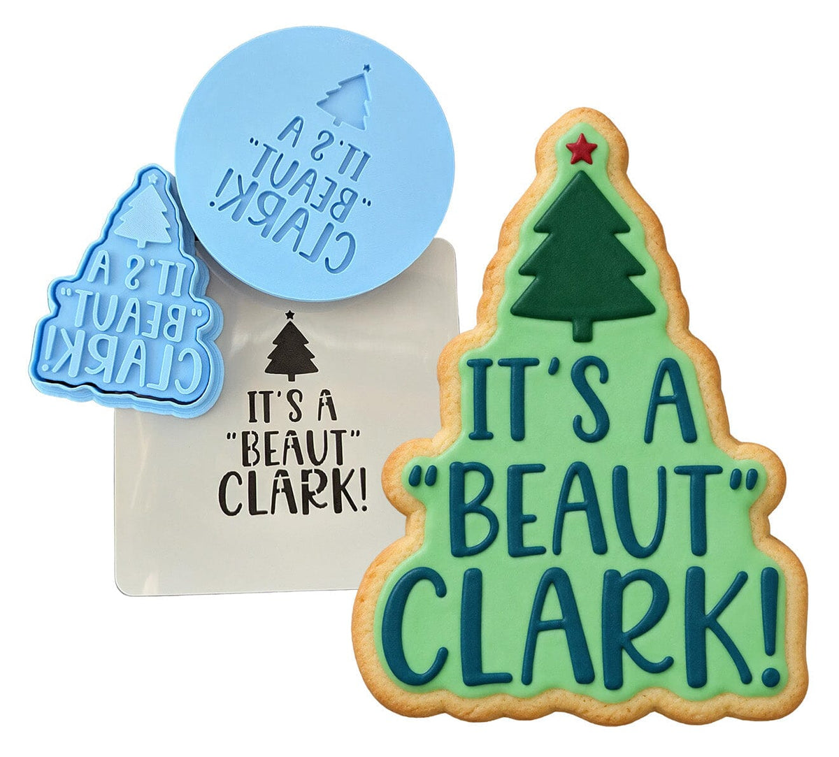 It's a Beaut Clark Cookie Cutter | Stamp | Stencil #1 Xmas / Winter / NYE Cookie Cutter Lady MINI - 2 Inches (5cm) **FULL SET BUNDLE** Cutter + Stamp + Stencil + Debosser **BEST DEAL** 