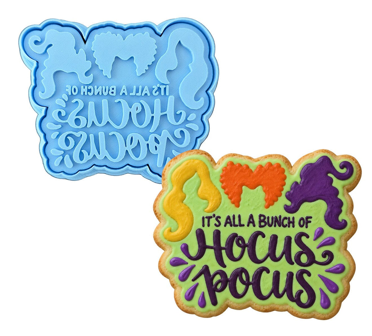 It's All Just a Bunch of Witch Sisters Cookie Cutter | Stamp | Stencil #1 Halloween / Fall Cookie Cutter Lady MINI - 2 Inches (5cm) **BUNDLE** Cutter + Stamp 
