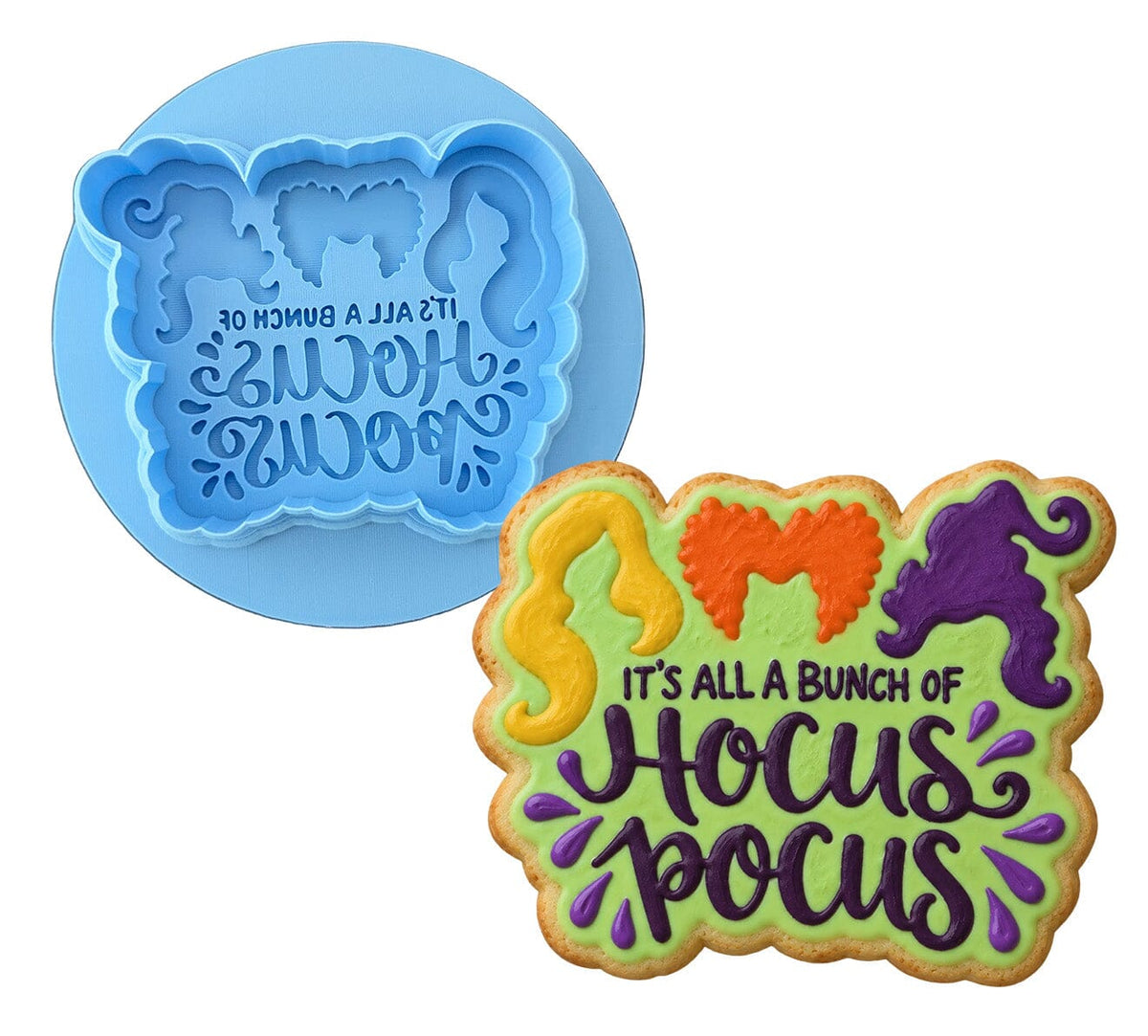 It's All Just a Bunch of Witch Sisters Cookie Cutter | Stamp | Stencil #1 Halloween / Fall Cookie Cutter Lady MINI - 2 Inches (5cm) **BUNDLE** Cutter + Debosser 
