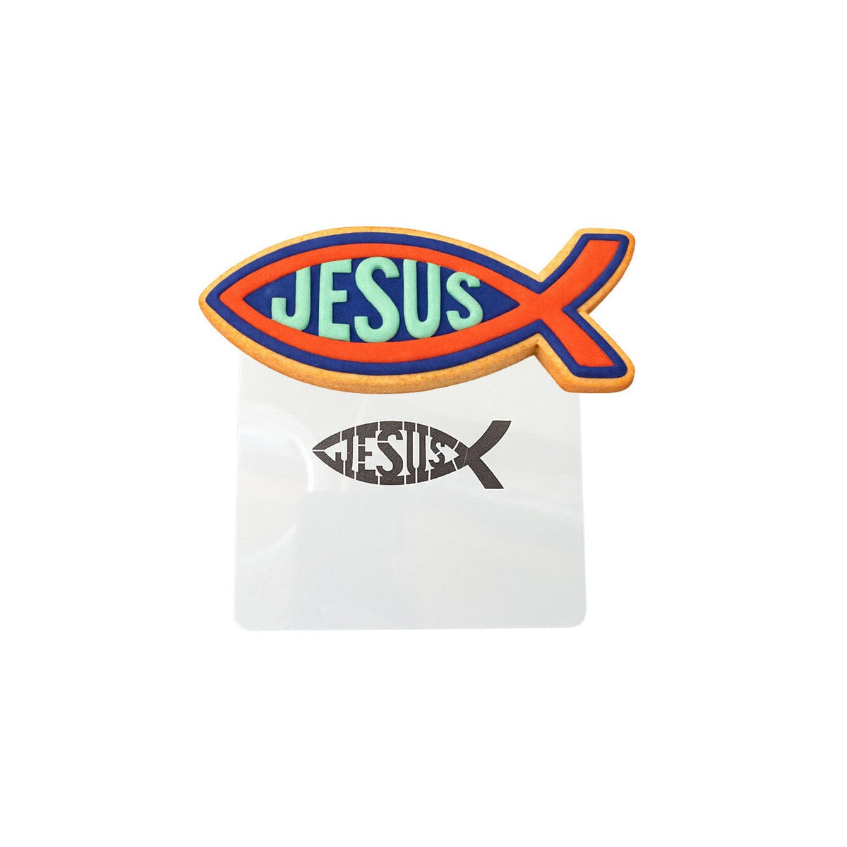 Jesus Fish Cookie Cutter | Stamp | Stencil #1 Easter / Spring / Flower Cookie Cutter Lady MINI - 2 Inches (5cm) Stencil ONLY 