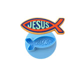 Jesus Fish Cookie Cutter | Stamp | Stencil #1 Easter / Spring / Flower Cookie Cutter Lady MINI - 2 Inches (5cm) **BUNDLE** Cutter + Debosser 